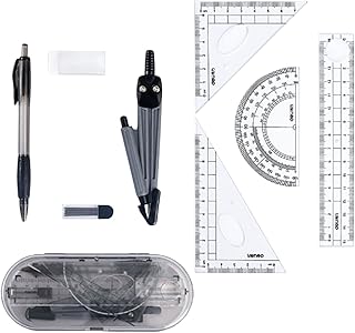 8 Pcs Geometry Sets with Storage Case Maths Sets with Rulers Compass Pencil Lead Eraser Geometry Compass Sets for Student Teacher School Drafting