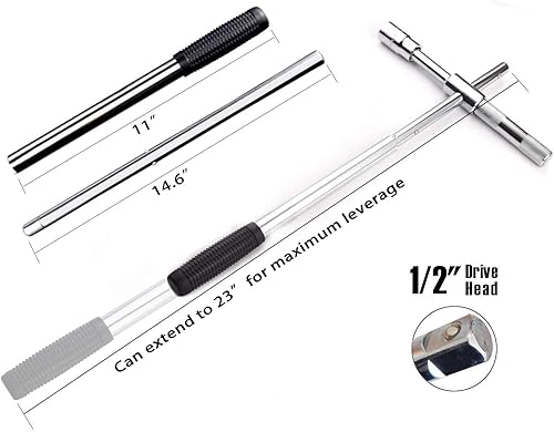Sutekus Llave universal extendida para neumáticos, juego de llaves de tuerca de hierro para neumáticos, llave de tubo resistente con bolsa de