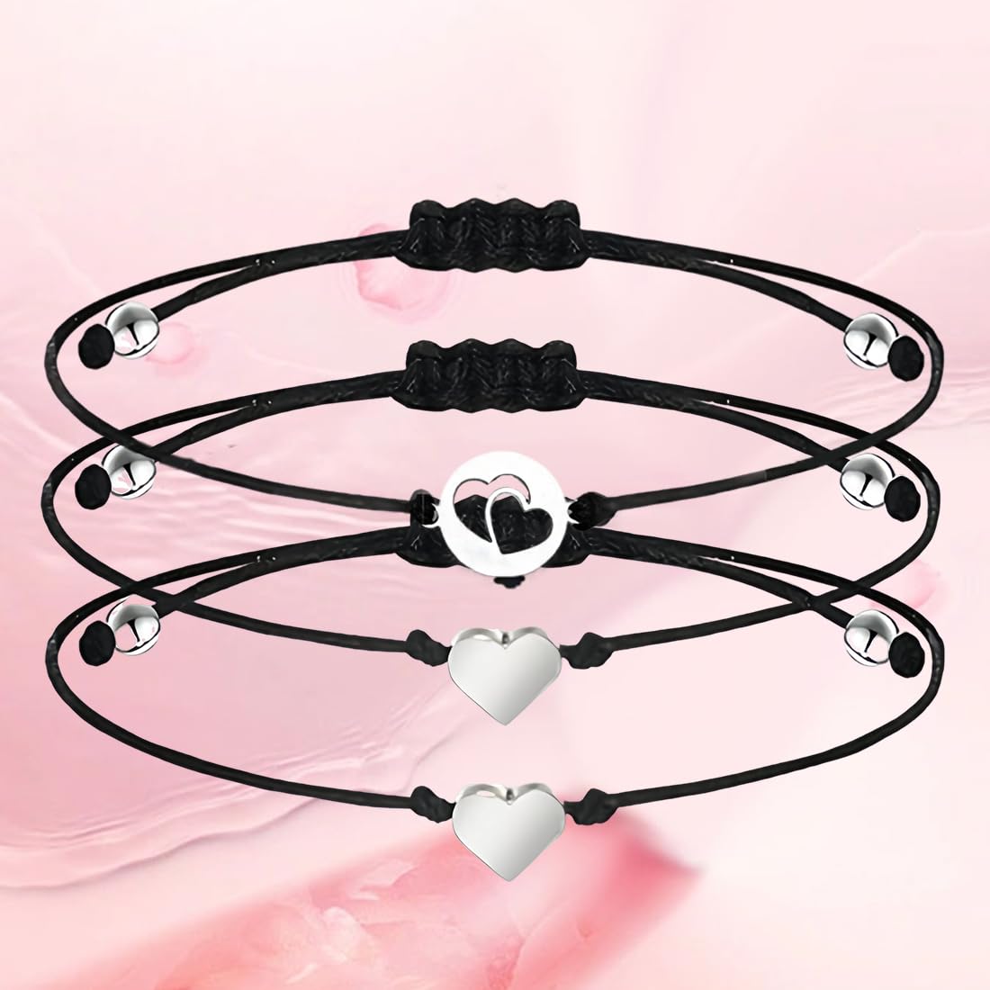 Cheerslife Braccialetto Madre Figlia in 3 Pezzi, Braccialetti Coordinati in Acciaio Inossidabile Per Madre E Figlia, Bracciali Con Cuore Scavato Regali Per La Festa Della Mamma Per La Mamma