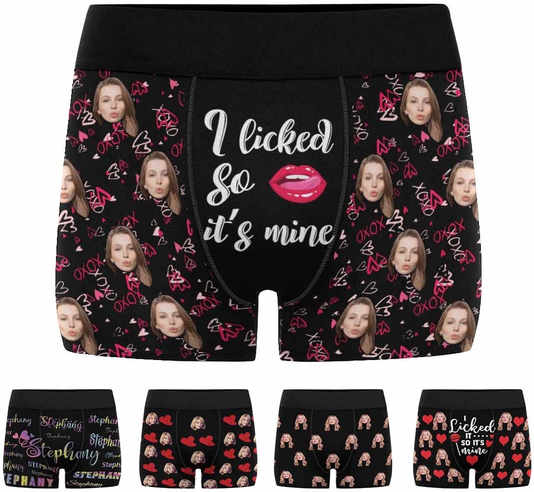 Custom Men's Funny Face Novelty Boxer Briefs Shorts Lips Printed with Photo (XS-XXXL)