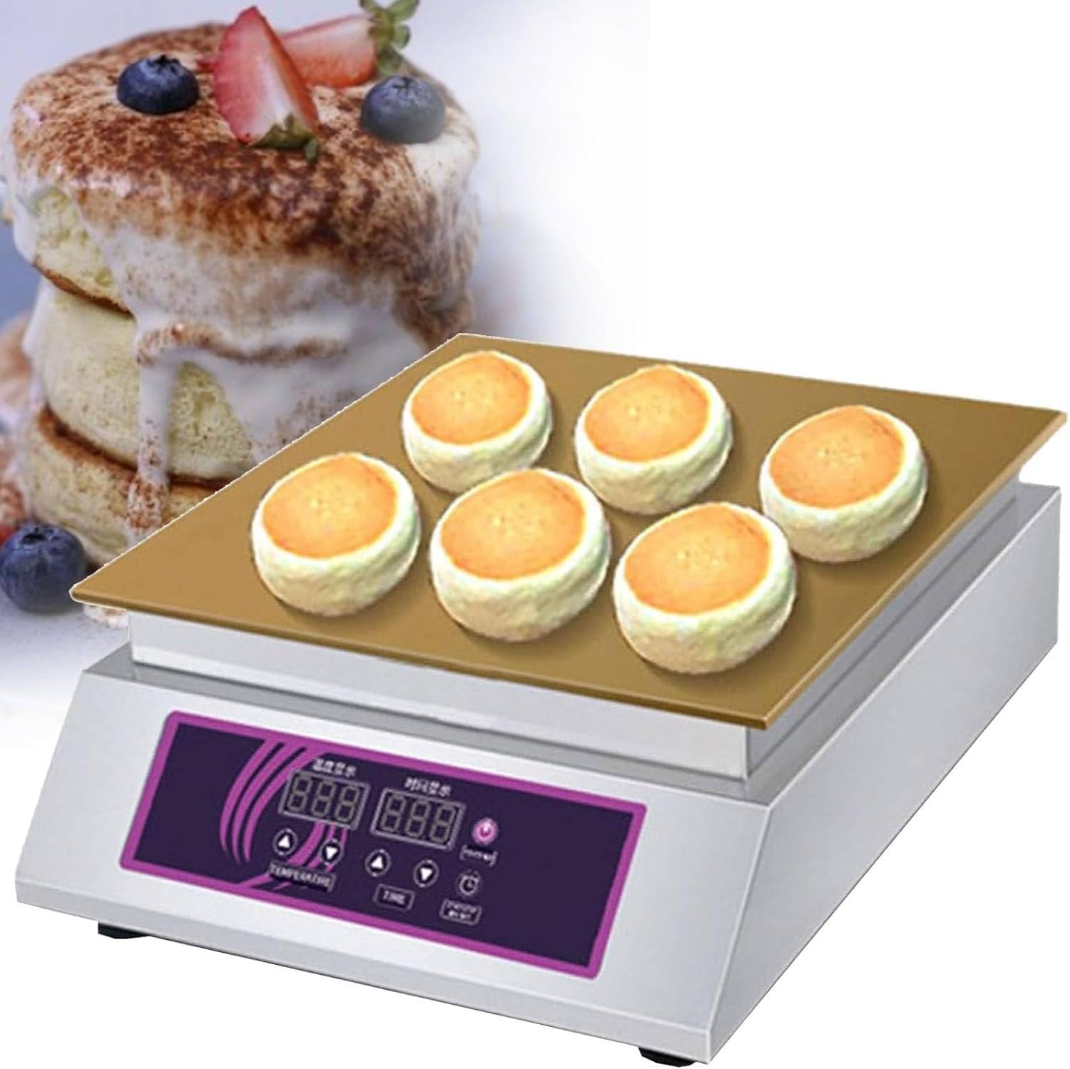 Oiyeknrd Commercial Non-Stick Souffle Maker Machine, Electric Souffle Machine With Temperature Control, For Making Souffle, Pancakes, Muffins SingleHead