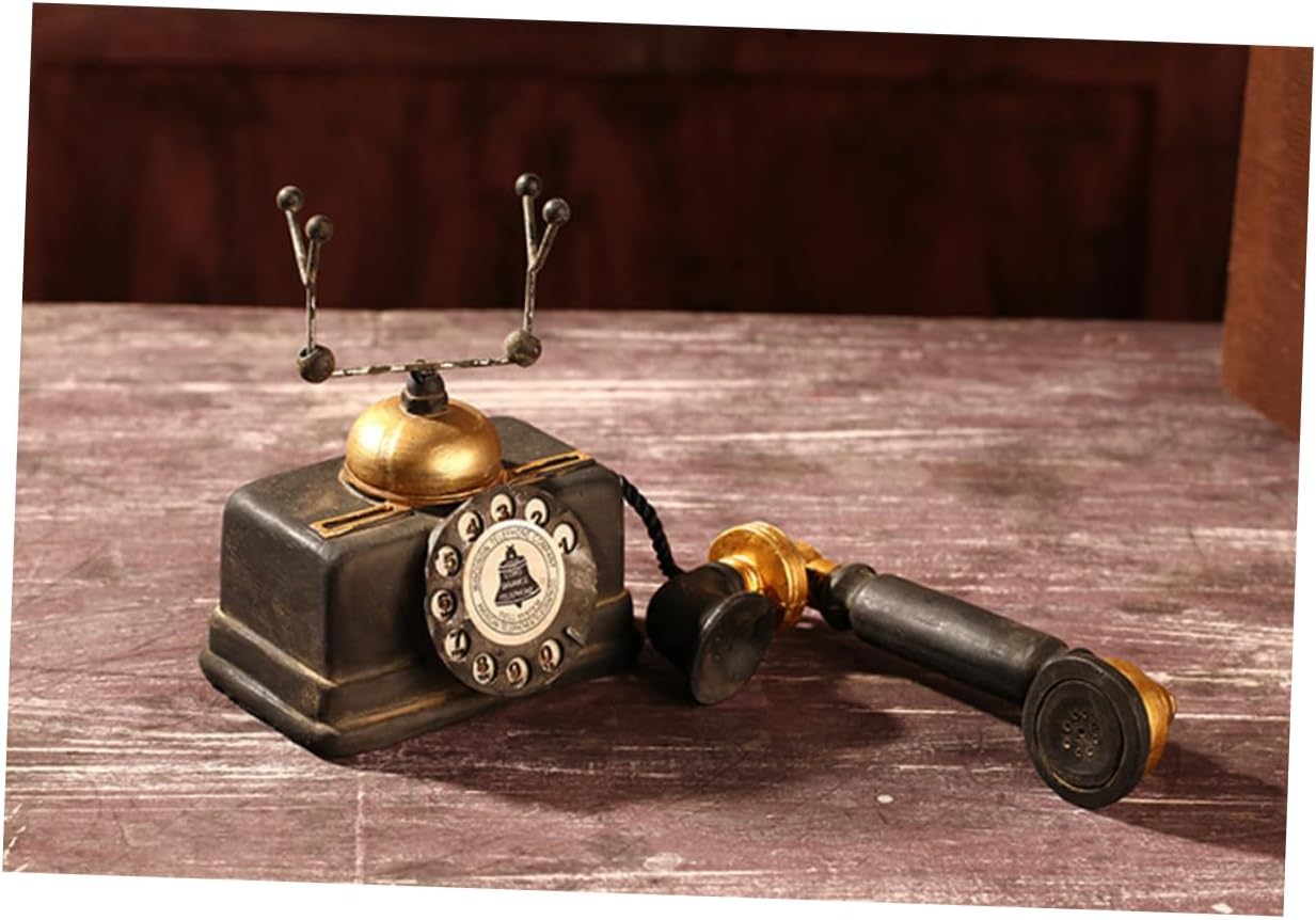 Vintage Telephone Model Ornament Nostalgia 1920 Phone Prop Creative Desktop Decoration for Home Office Cafe Bar Store Adornment