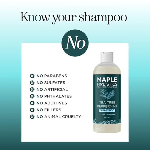 Miniatura 7 de Champú de menta y árbol de té de romero - Champú clarificador para acumulación y escamas con aceite de menta de limpieza profunda y aceite esencial