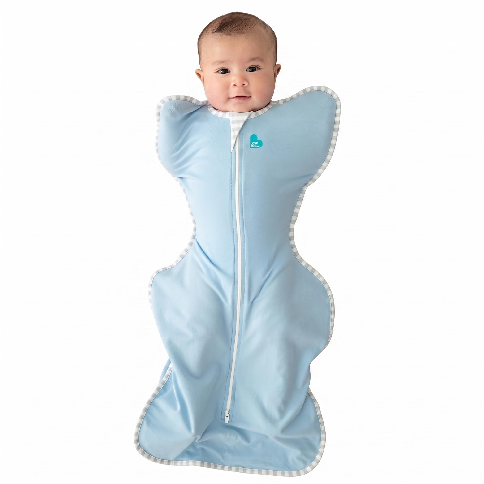Love To Dream™ Swaddle UP™, Newborn 2.2–3.8 kg – Soft Blue | Snug Fit, Supports Healthy Sleep Routine | 0.2 Tog Ideal for Spring & Summer (24–27°C) | Machine Washable Cotton & Double Zip