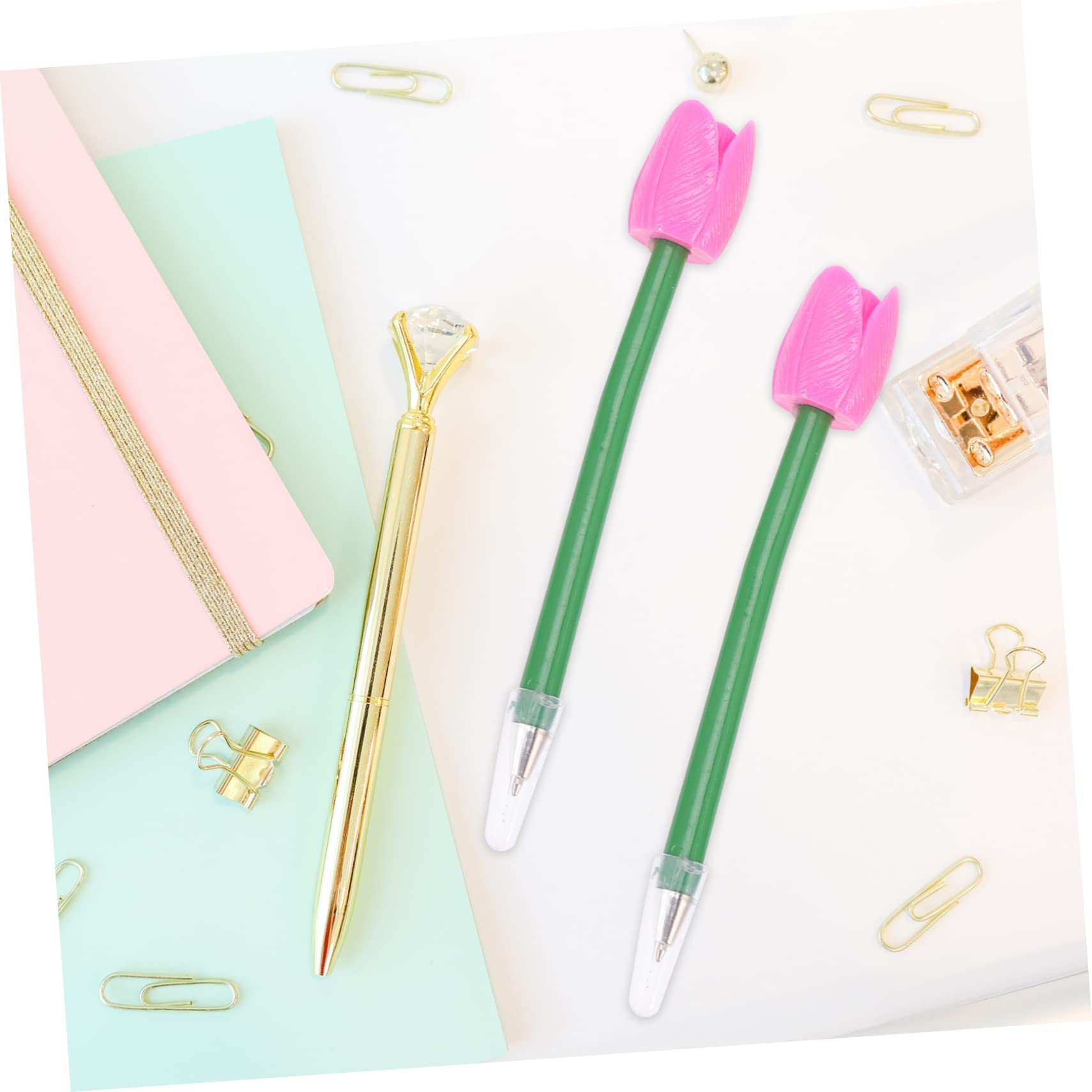 NUOBESTY 4 Set Penna A Sfera Tulipano Cancelleria Penne Mothers Day Penne Per Fiori Penna A Più Colori Rosa Mini Di Fiori Finti Floreali Novità Plastica 6 Pezzi * 4