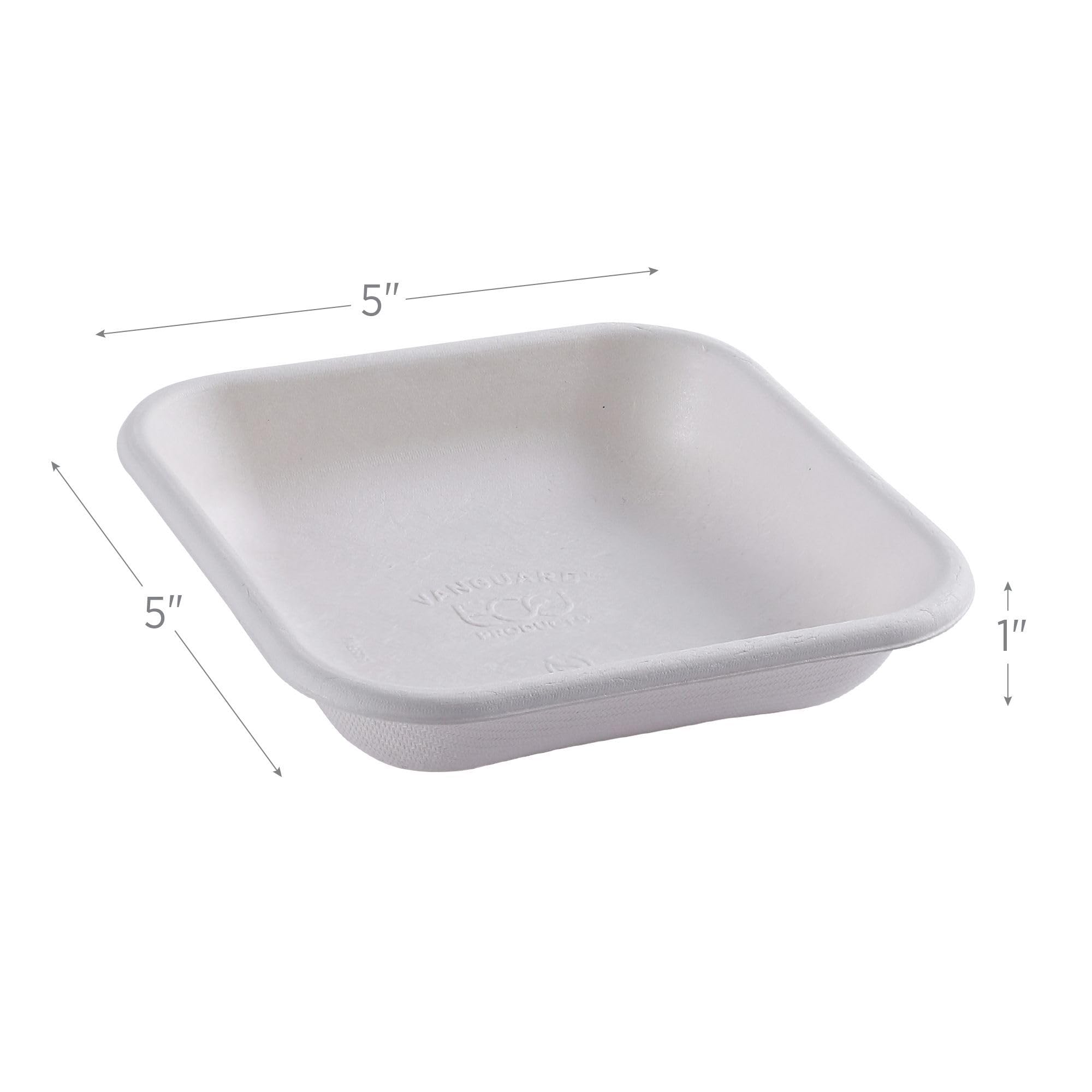 Eco-Products Vanguard WorldView kompostowalne pojemniki na żywność z trzciny cukrowej na wynos, bez dodatku PFAS, 12,7 cm x 12,7 cm, białe, opakowanie 800 szt