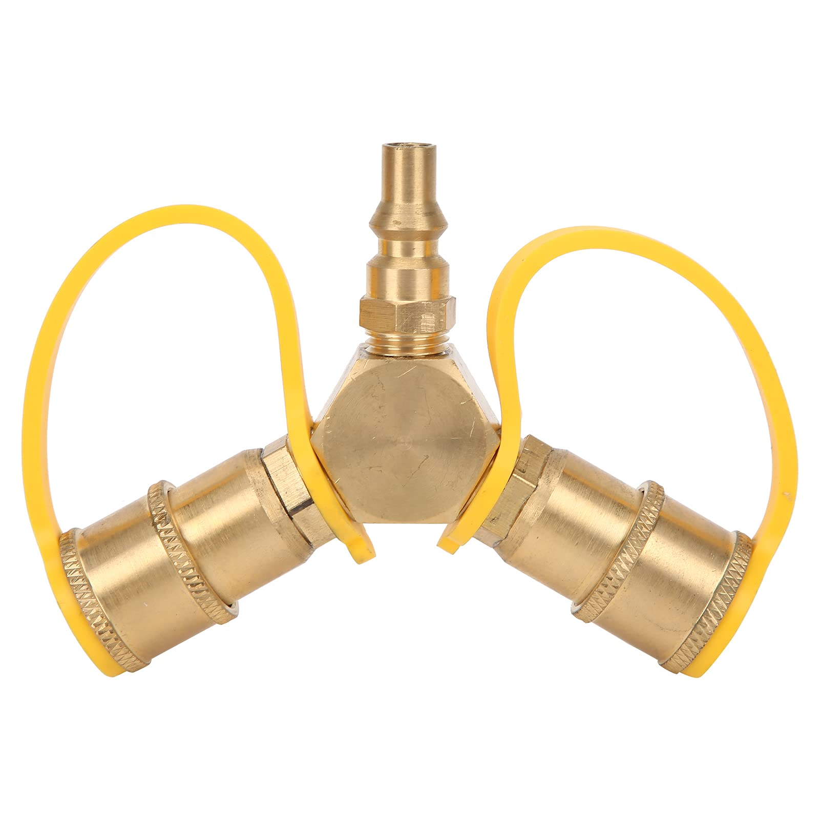 Pwshymi Gold 2 Ways 1/4In Quick Connect Y Splitter Rv Propane Npt Quick Connect Y Splitter Adapter Y-Type Adapter For Propane Hose Connector Kit 1/2 Splitter