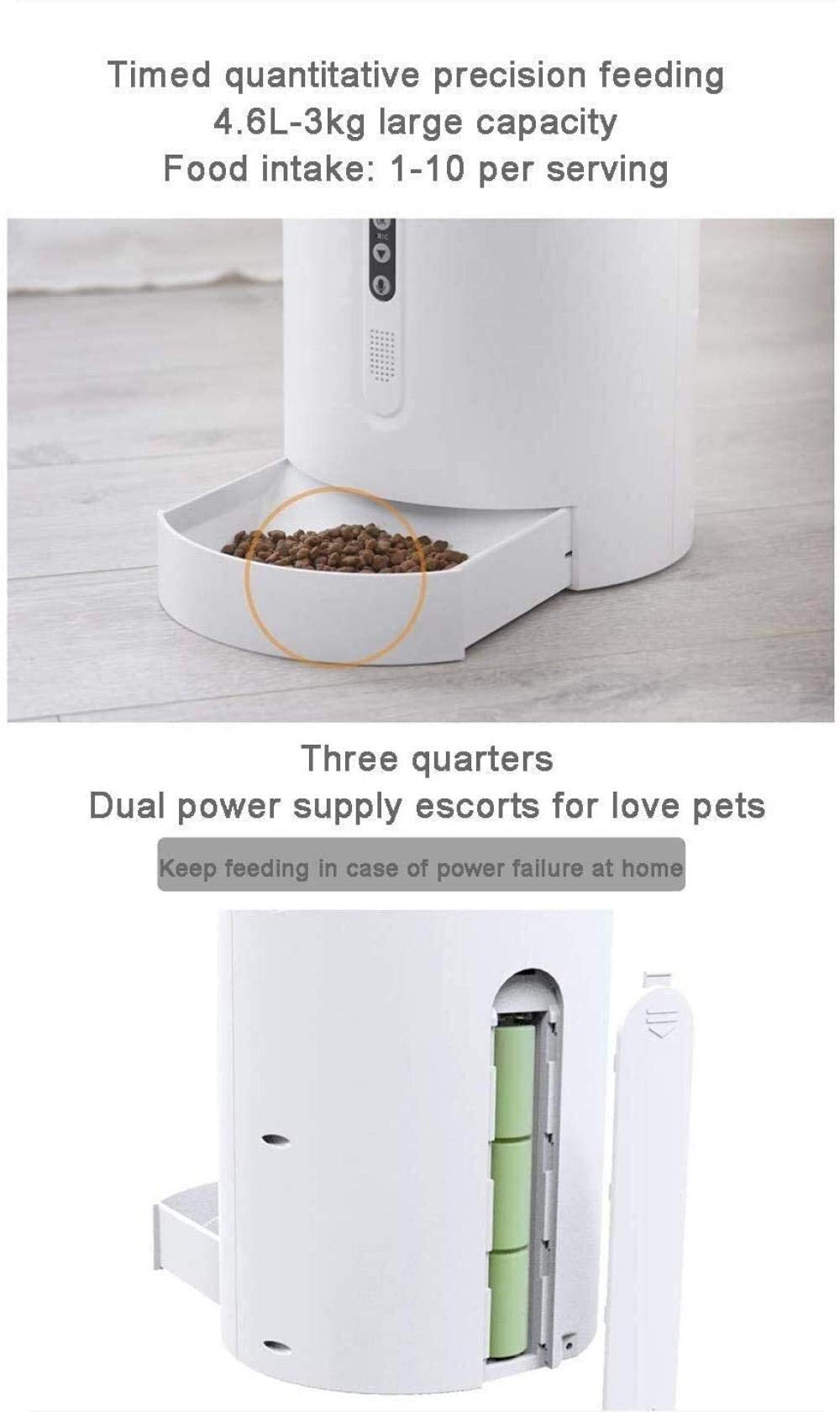 Pet Feeder Pet Alimentatore Automatico Intelligente Che alimenta la Funzione di Registrazione Automatica Intelligente di temporizzazione alimentata da Cani e Gatti 4.6L
