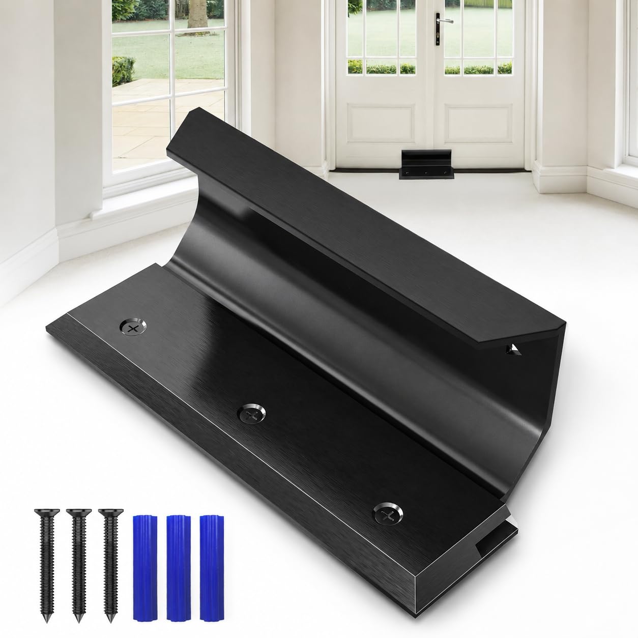 Soporte de seguridad para puerta – Barricada de bloqueo de puerta de aleación de aluminio resistente – Barricada de seguridad para puerta interior con imperfecciones, puertas estándar, puertas