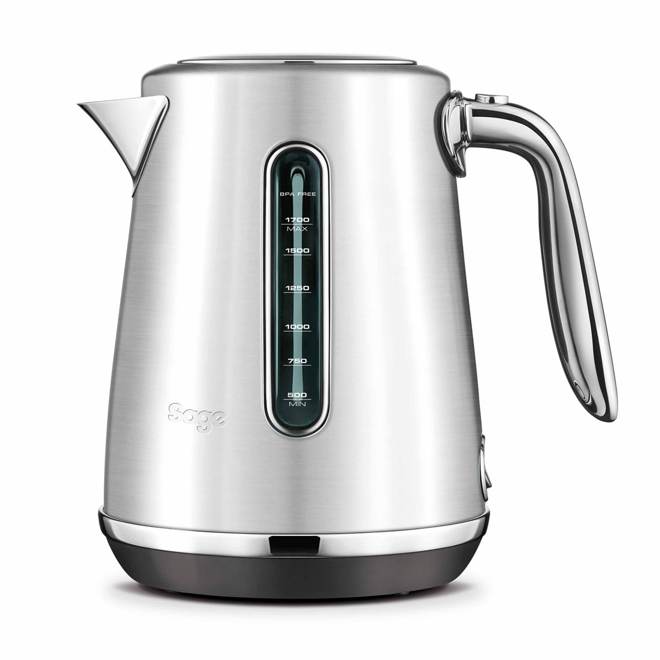 Sage - The Soft Top Luxe - Wasserkocher mit Kontrollanzeige - 1,7 L Fassungsvermögen, Schnelles Sieden, 2400 W, 360° Basis - Sanft Öffnender Deckel, Kabellos, BPA-frei - Gebürsteter Edelstahl