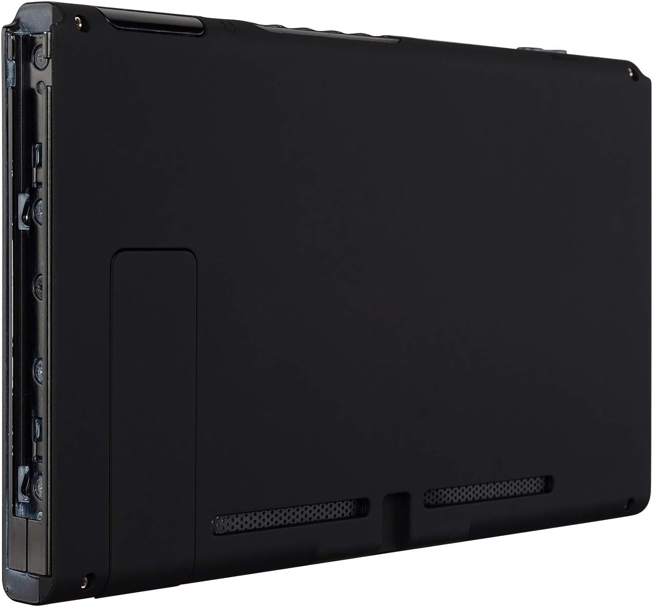 eXtremeRate Soft Touch Grip Black Console Back Plate DIY Replacement Housing Shell Case for Nintendo Switch Console with Kickstand – JoyCon Shell NOT Included