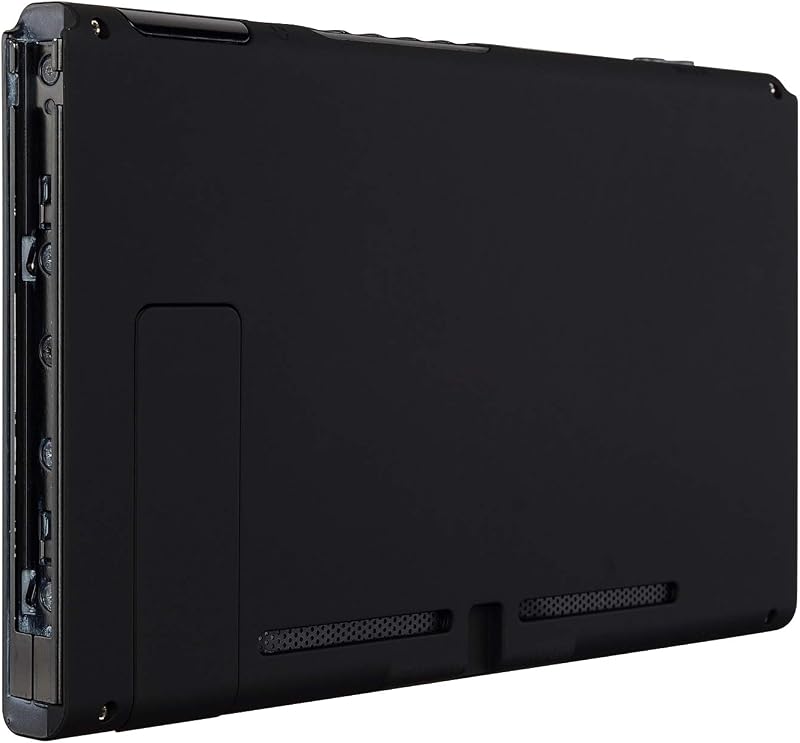 eXtremeRate Soft Touch Grip Black Console Back Plate DIY Replacement Housing Shell Case for Nintendo Switch Console with Kickstand – JoyCon Shell NOT Included