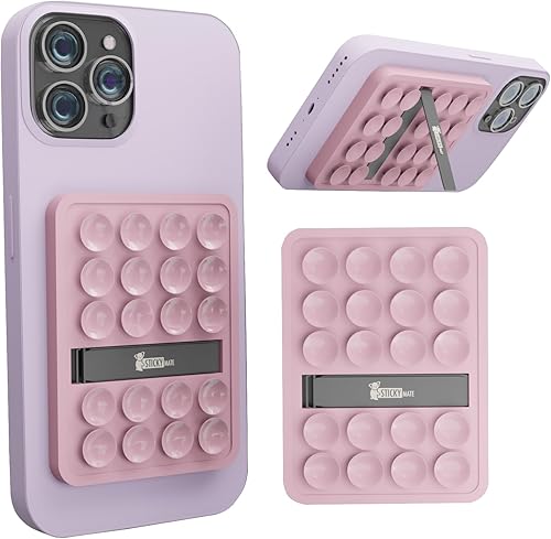 STICKYMATE Funda de silicona con succión para teléfono con soporte adhesivo, espejo de gimnasio de cristal, soporte de succión de agarre adhesivo,