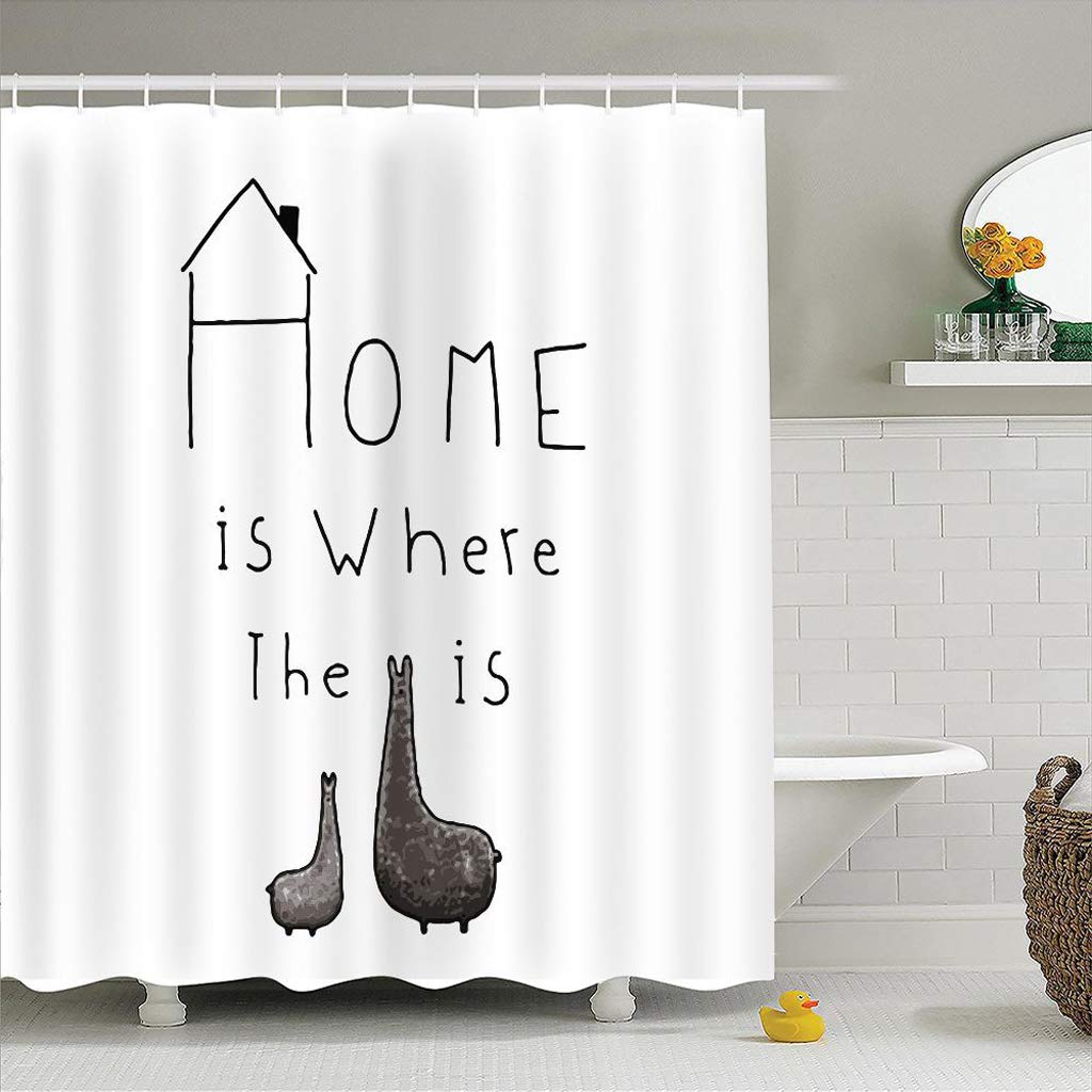 Rideau de Douche, Anti-moisissure résistant à la moisissure antibactérien antibactérien de Rideaux de Salle de Bains en Tissu de Polyester décor à la Maison avec Crochets pour Rideaux