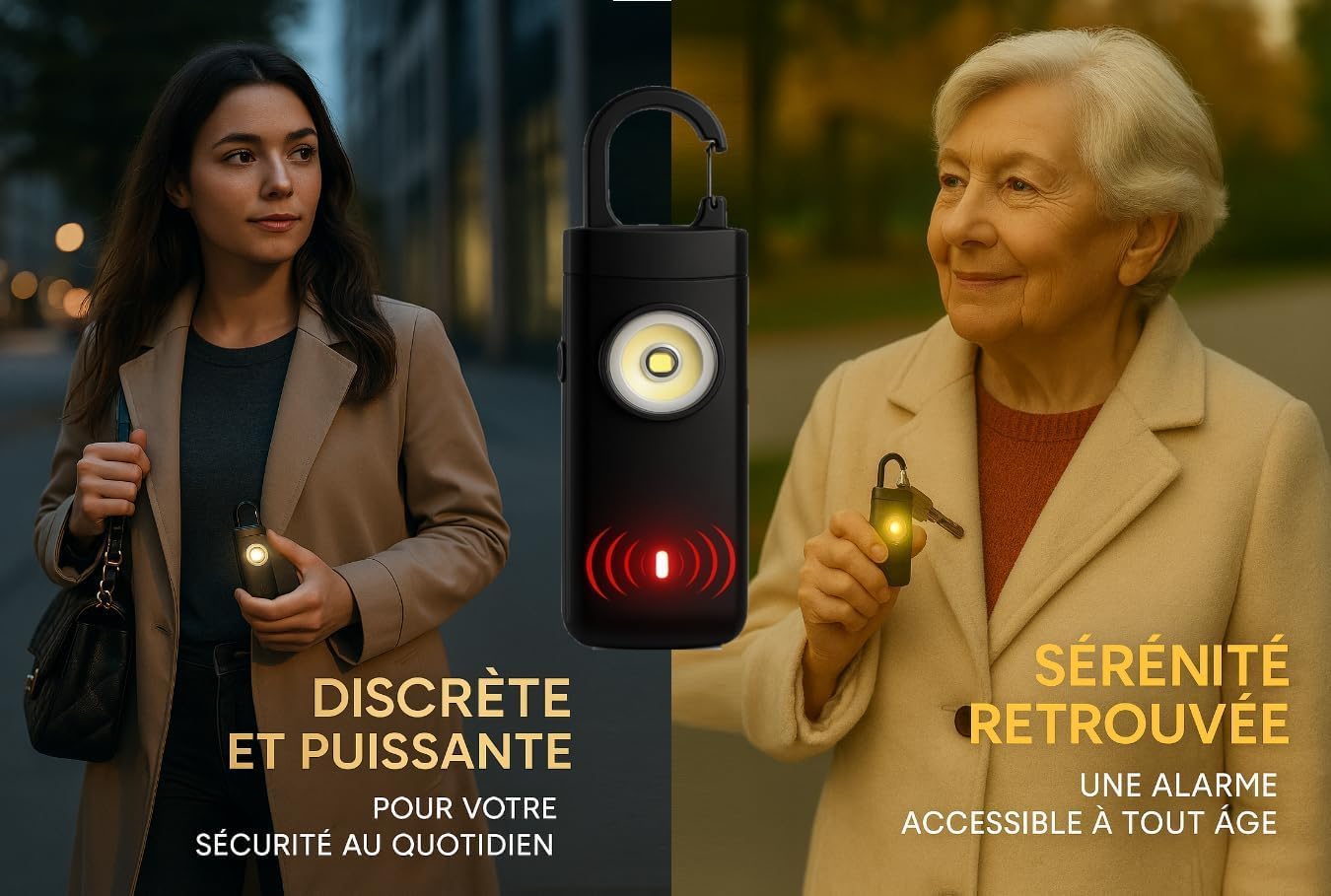Allarme tascabile potente, allarme anti aggressione ricaricabile per sicurezza d’emergenza da 130 decibel, con luci SOS, ricarica USB Type-C, leggero, protezione per bambini, donne e persone anziane
