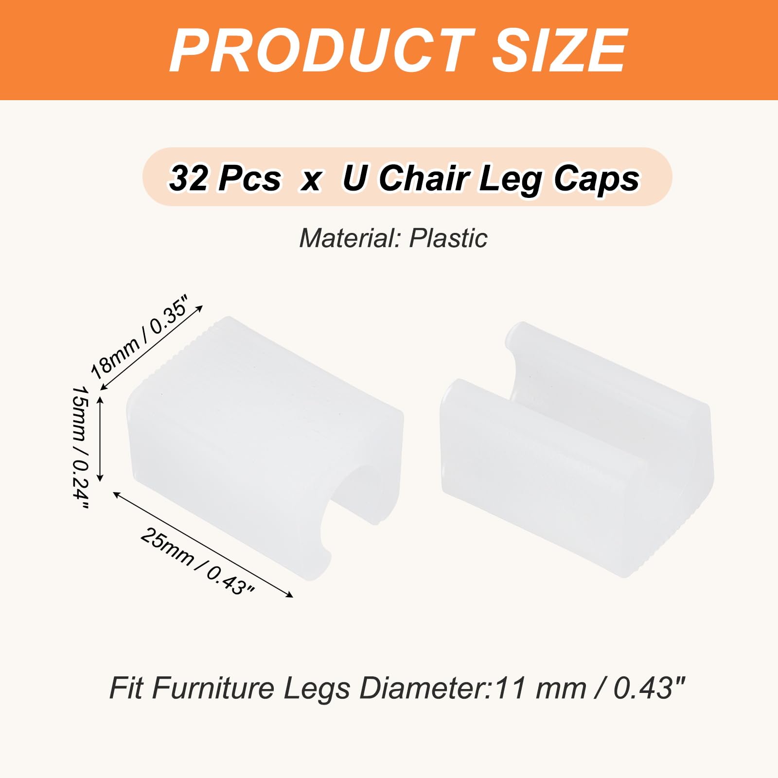 PATIKIL 32pcs U Chair Leg Caps - Image 2
