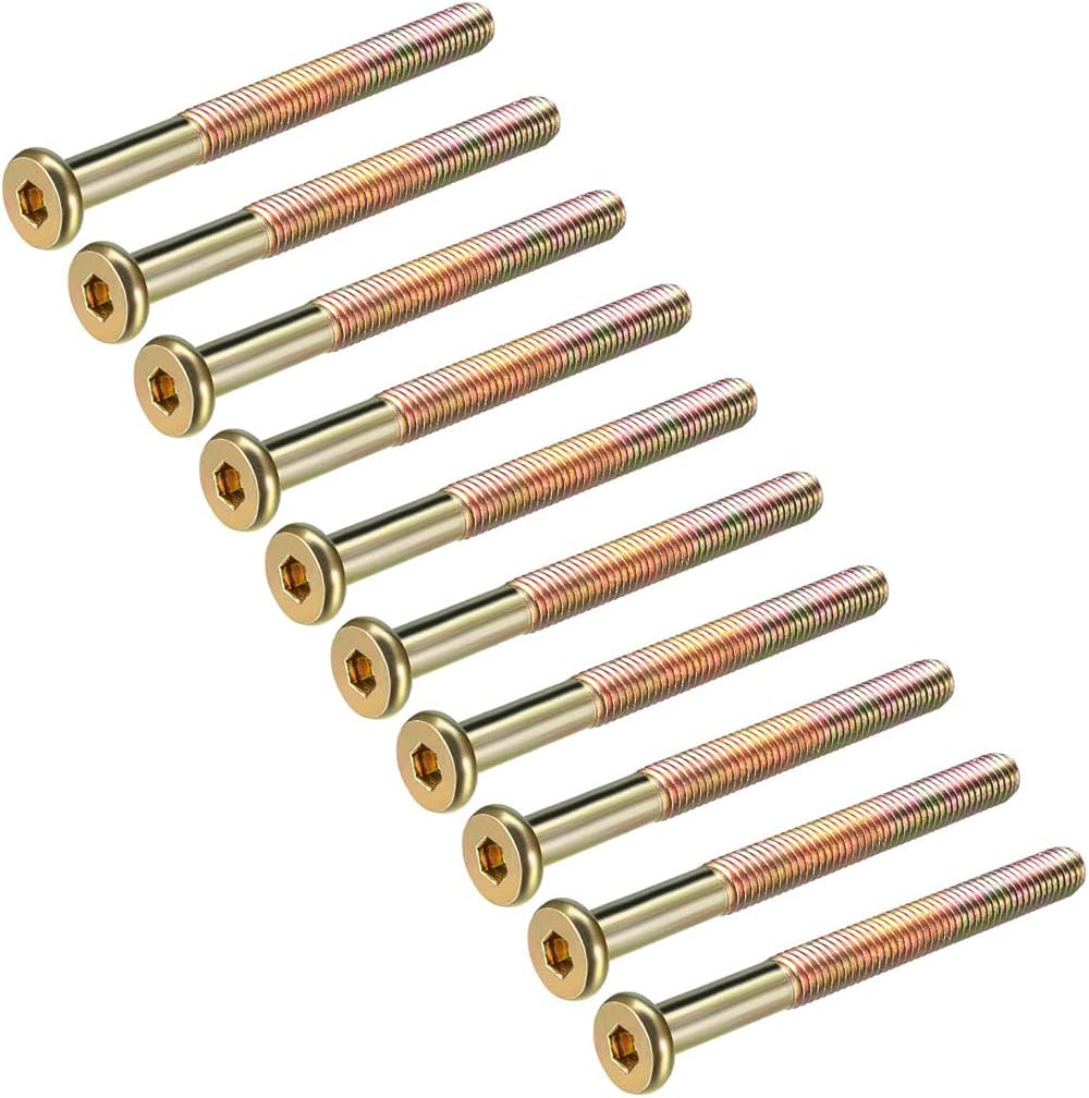 uxcell M8x150mm Furniture Screw Hex Socket Machine Screws Zinc Plated Fasteners Bolts Half Thread Carbon Steel 10Pcs
