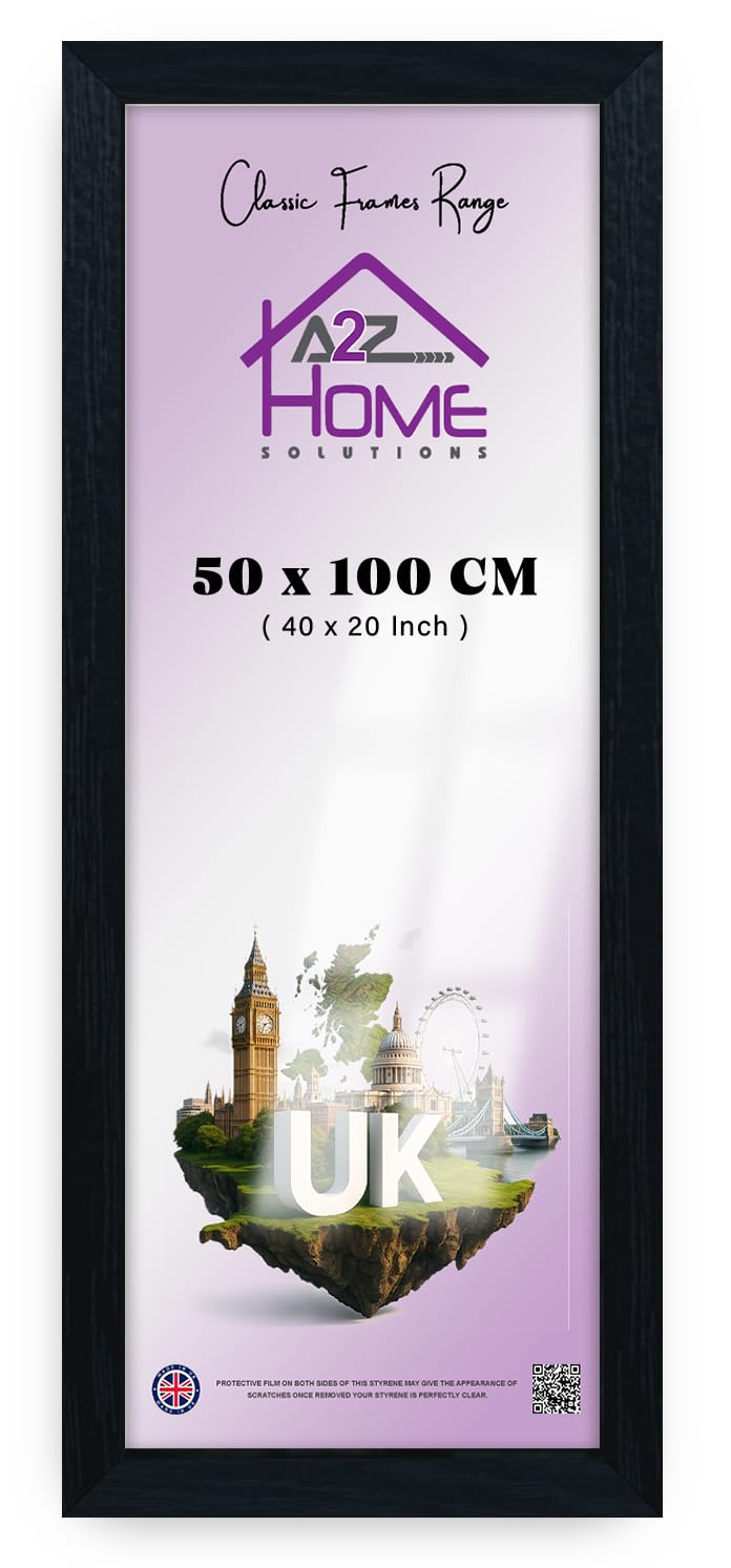 A2Z Home Solutions® Large Wall Picture Frame Stunning Look Quality Backing Landscape & Portrait Display Photo Frame For Wall Poster Canvas Painting Certificate Art Gallery (20x40 cm, Black)