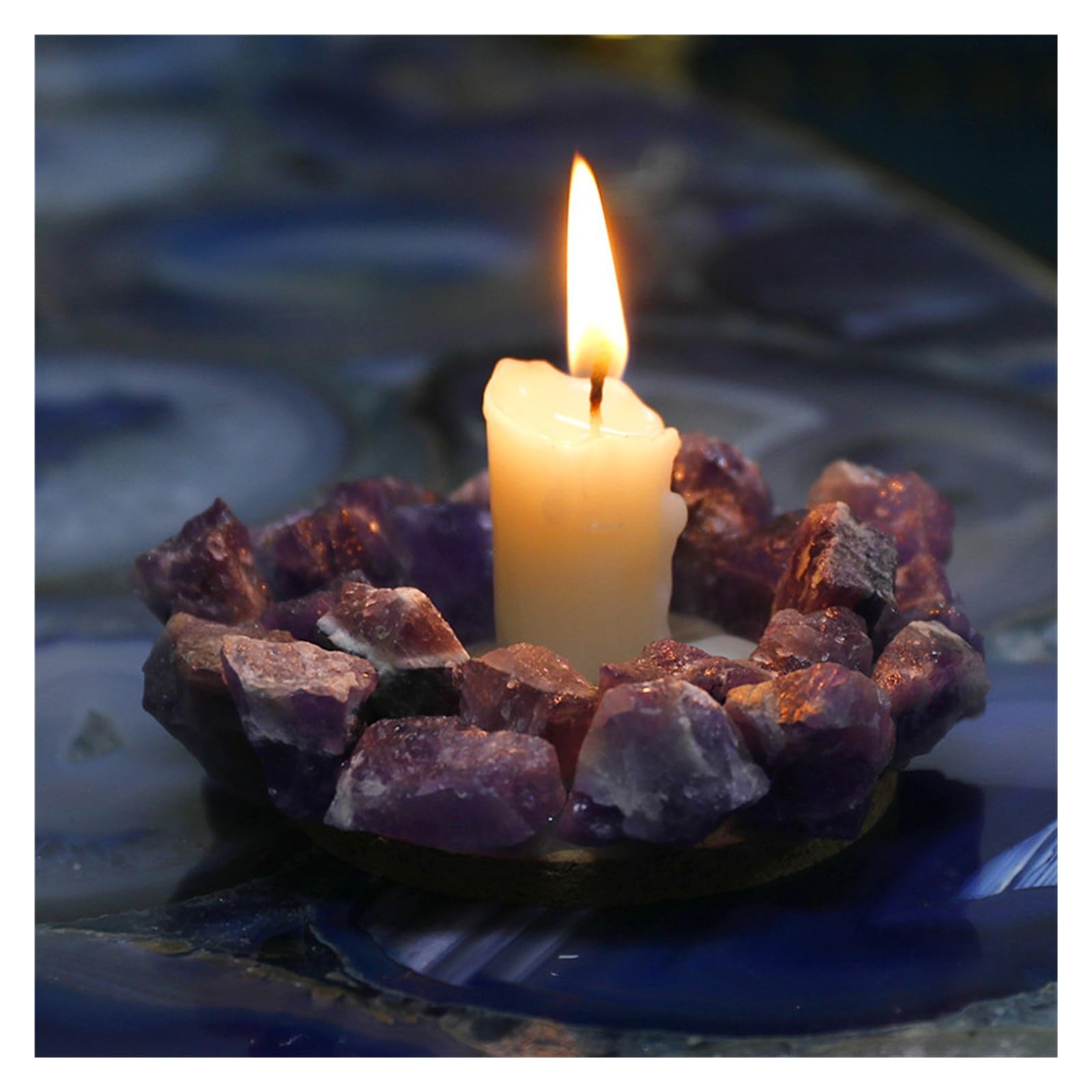 PKNVKZIDK Amethyst Cluster Tea Light Candle Holder Brazilian Home Decor, Crystal Tabletop, Housewarming Gift,No Included PKNVKZIDK