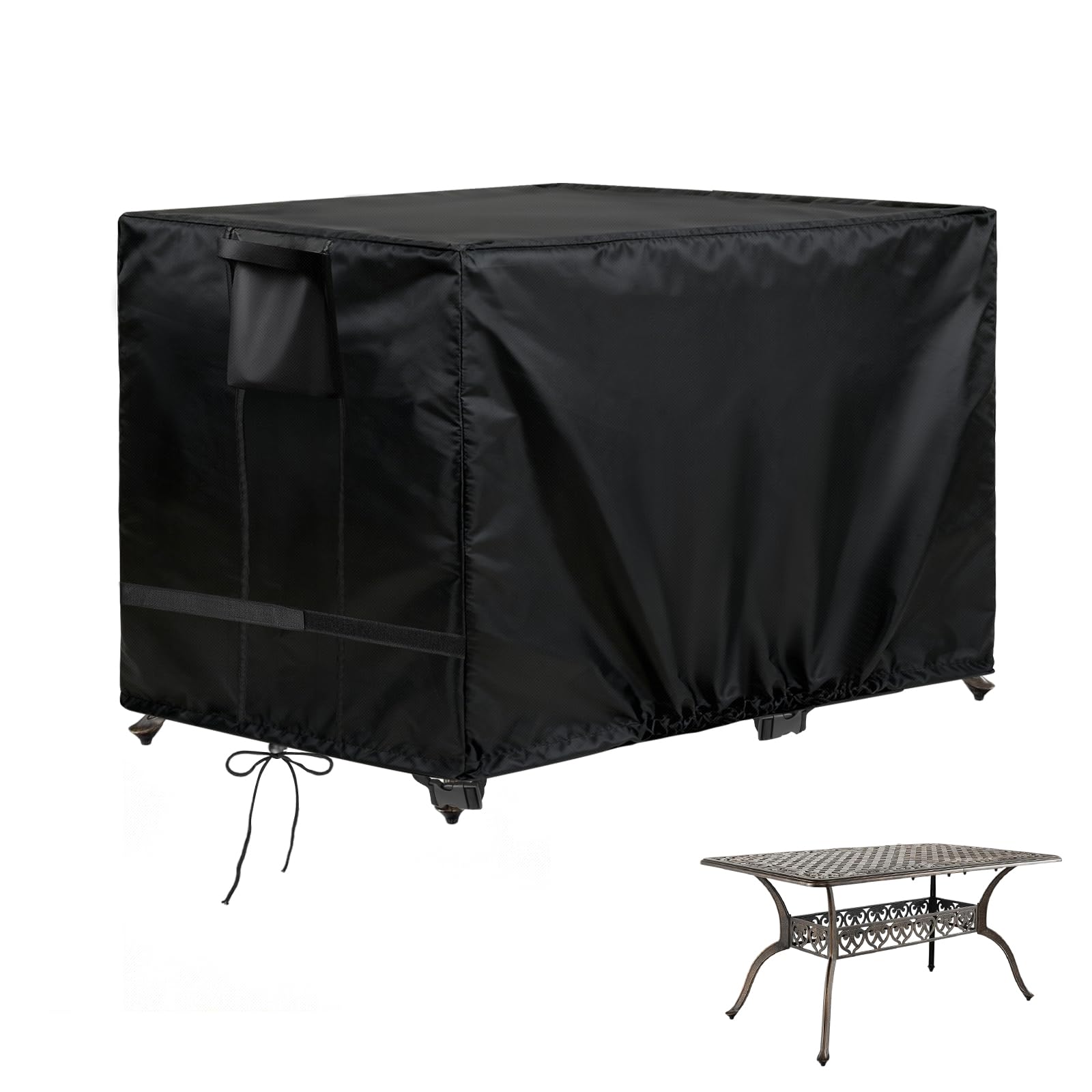 Flymer Outdoor Bar Table Cover Waterproof, 135L x 80W x 85H cm Garden Dining Table Set Cover with Handles and Air Vents, 420D Heavy Duty High Bar Tables Set Covers, Black