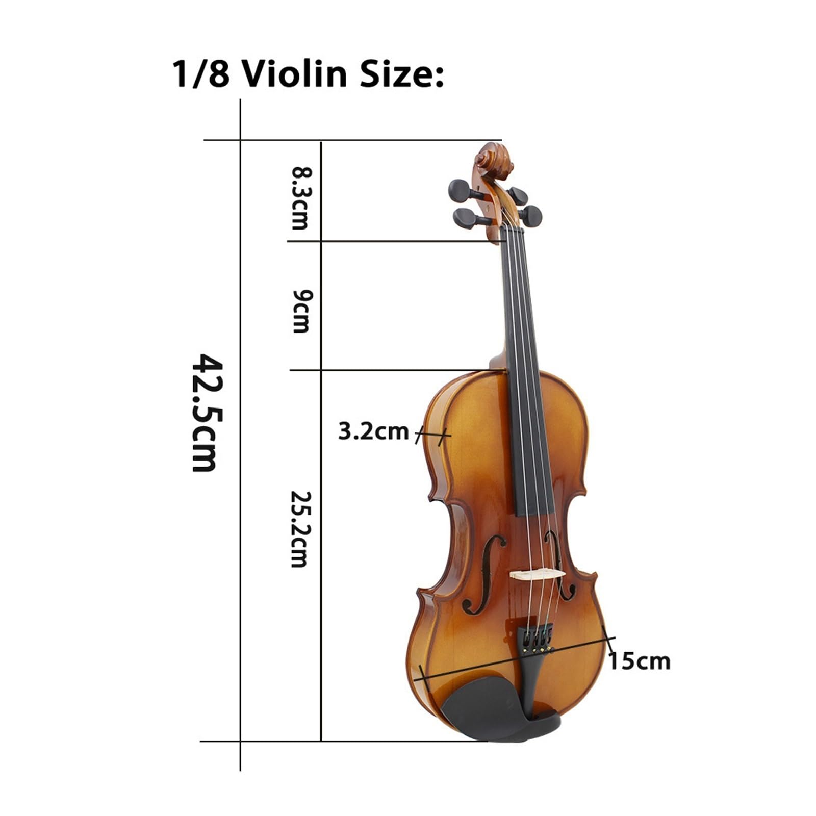 Violín Con Patrón De Arce Y Parte Trasera De Madera Maciza Tamaño Completo Para Práctica De Principiantes Instrumento De Violín(1/8)