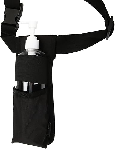 LANLAOER Funda flexible y versátil para botella de masaje con encuadernación elástica antideslizante para aceite de masaje (1 bolsillo, negro)