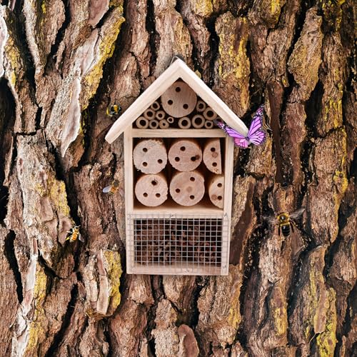 Tool & Tree Insektenhotel aus Holz – Bienenhotel & Wildbienen-Nisthilfe – Wetterfestes Hummelhotel – Unbehandeltes Bienenhaus für Garten & Balkon – Insektenhaus für eine glückliche Natur