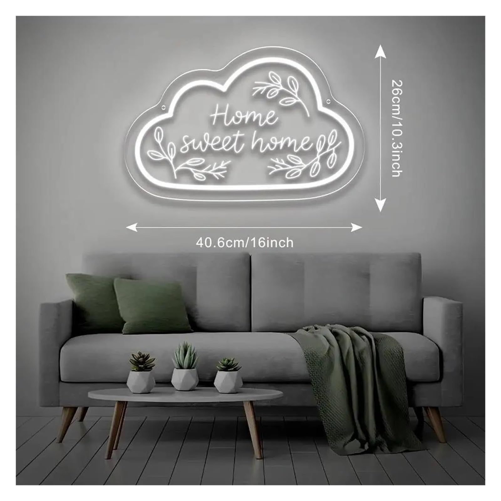 Wiszące neony artystyczne Neon Świetlny Home Sweet Home Z Możliwością Ściemniania, Do Sypialni, Na Imprezę, Rodzinne Spotkanie, Dekoracja Ścienna, 40.6cmx26.1cm(B)