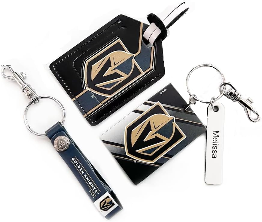 VEGAS GOLDEN KNIGHTS PERSONALIZED Licensed NHL Three Piece Leather Gift Pack with Tag