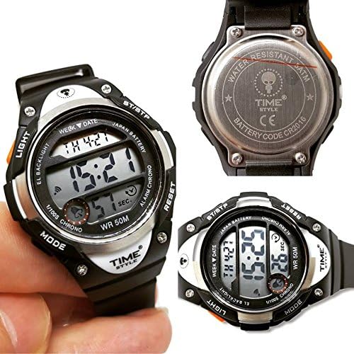 Time Style Black Digital Watch for Adults and Children Ages 5+ Quartz Medium Size Watch, Multi Function, 5ATM Water Resistant - Image 4