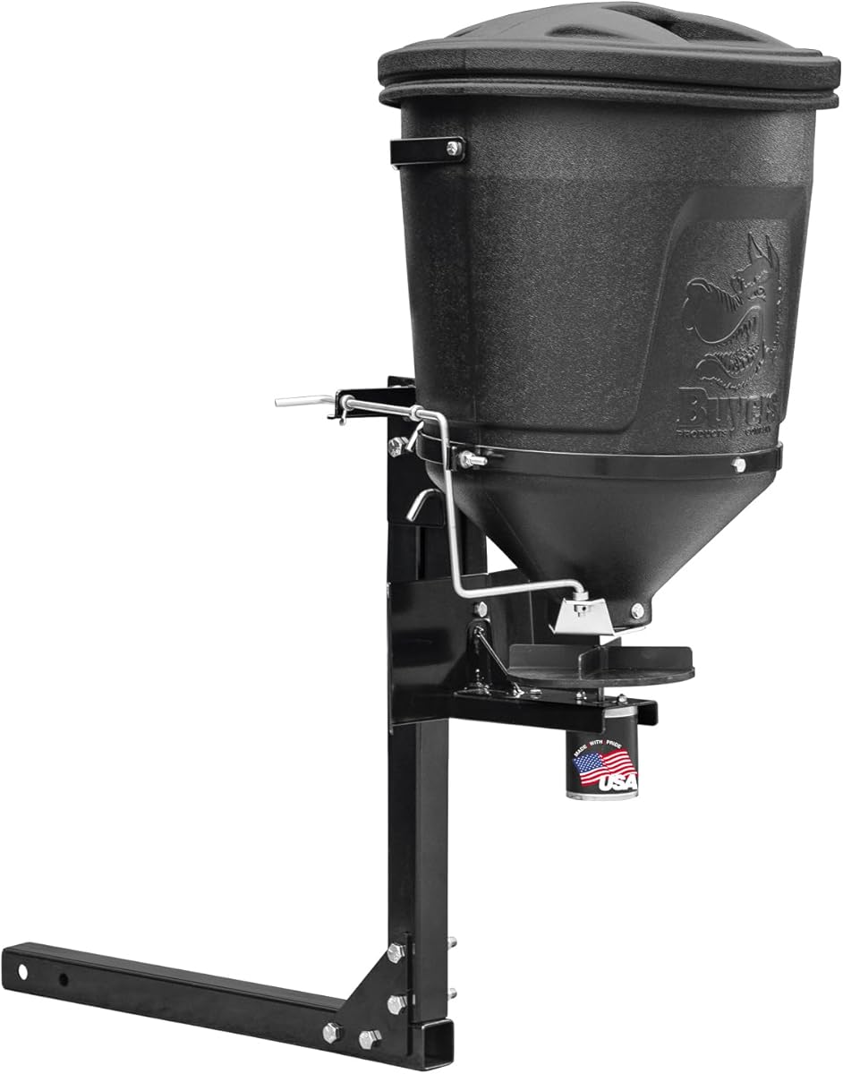 Buyers Products UTVS16 UTV Broadcast Spreader For Salt, Grass Seed, Fertilizer, Deer Feeder Seed and More, 150 lb. Capacity with Lid, UTV All Season Spreader