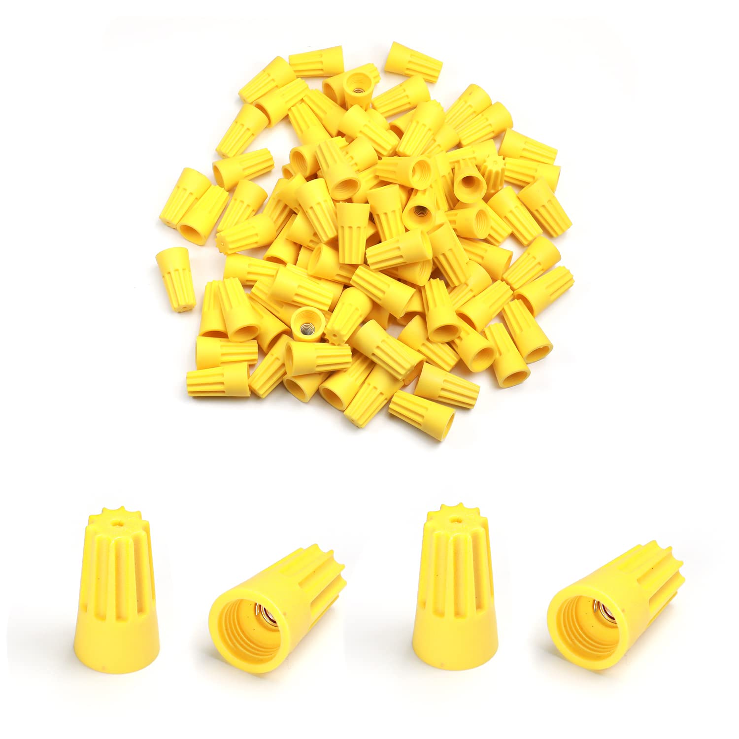 Fielect 200Pcs Electrical Wire Connectors Nut Screw Terminals Yellow Wire Caps Spring Insert Twist Nuts Caps Connection Assortment SP4 Type for 3.25-10.75mm² Wire
