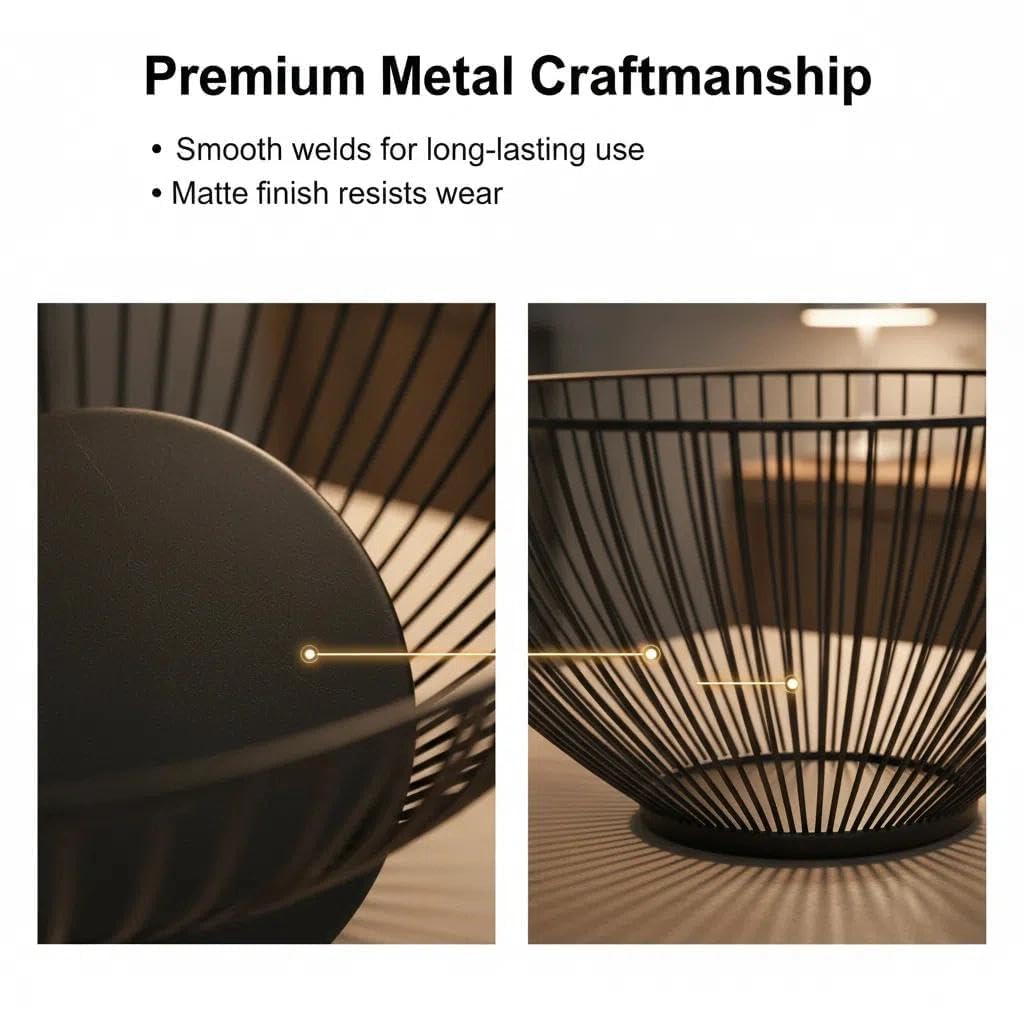 Regalo Del Día De La Madre: Cesta De Frutos Radial De Alambre Negro XZ-23155 - Canasta Moderna Para Encimera De Cocina, Comedor Y Salón - Almacenamiento Decorativo Para Frutas, Verduras Y Mer — view 6