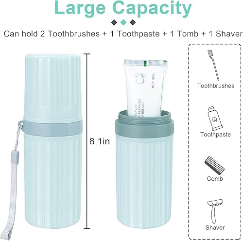 Miniatura 9 de Paquete de 4 fundas portátiles para cepillos de dientes, de plástico transpirable, para el hogar, viajes, negocios, campamento, escuela