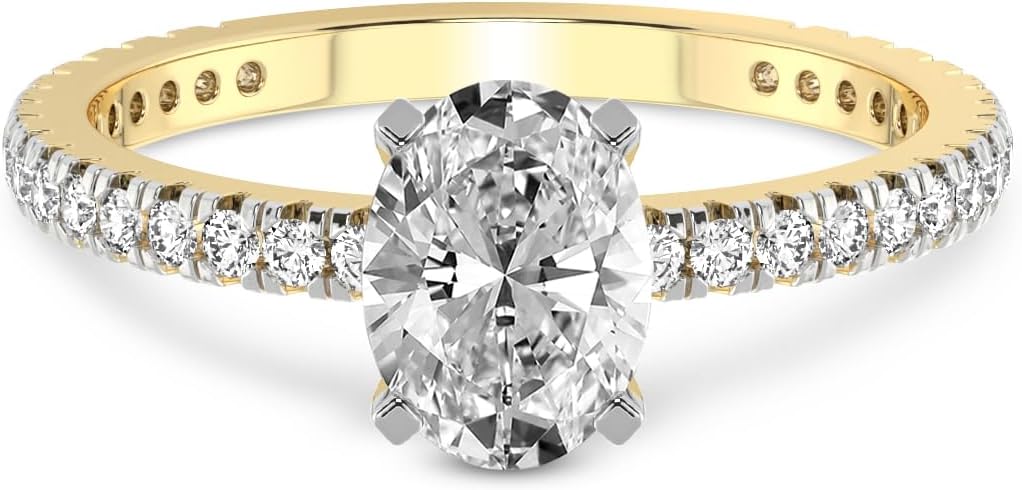FRIENDLY DIAMONDS Lab Grown Diamond Ring For Women IGI Certified | 1-5 Carat Emily Eternity Lab Diamond Ring | 14K Or 18K White, Yellow Or Rose Gold | FG-VS Quality