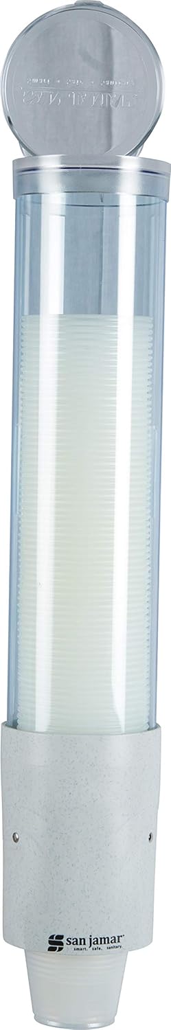San Jamar C4180 Small Pull Type Water Cup Dispenser with White Sand Throat, Fits 3oz to 4-1/2oz Cone and 3oz to 5oz Flat Cup Size, 2-1/4" to 2-7/8" Rim, 16" Tube Length, Arctic Blue