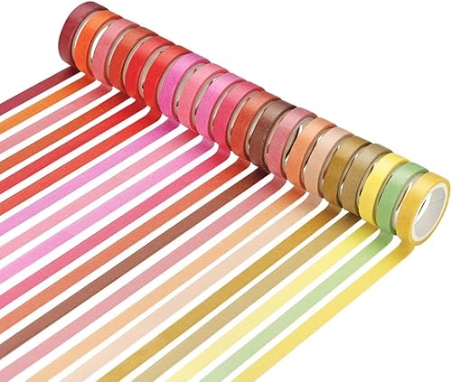 Miniatura 3 de Juego de 60 rollos de cinta washi de colores de 0.315 in de ancho, cinta adhesiva de papel de escritura arcoíris para manualidades, álbumes de