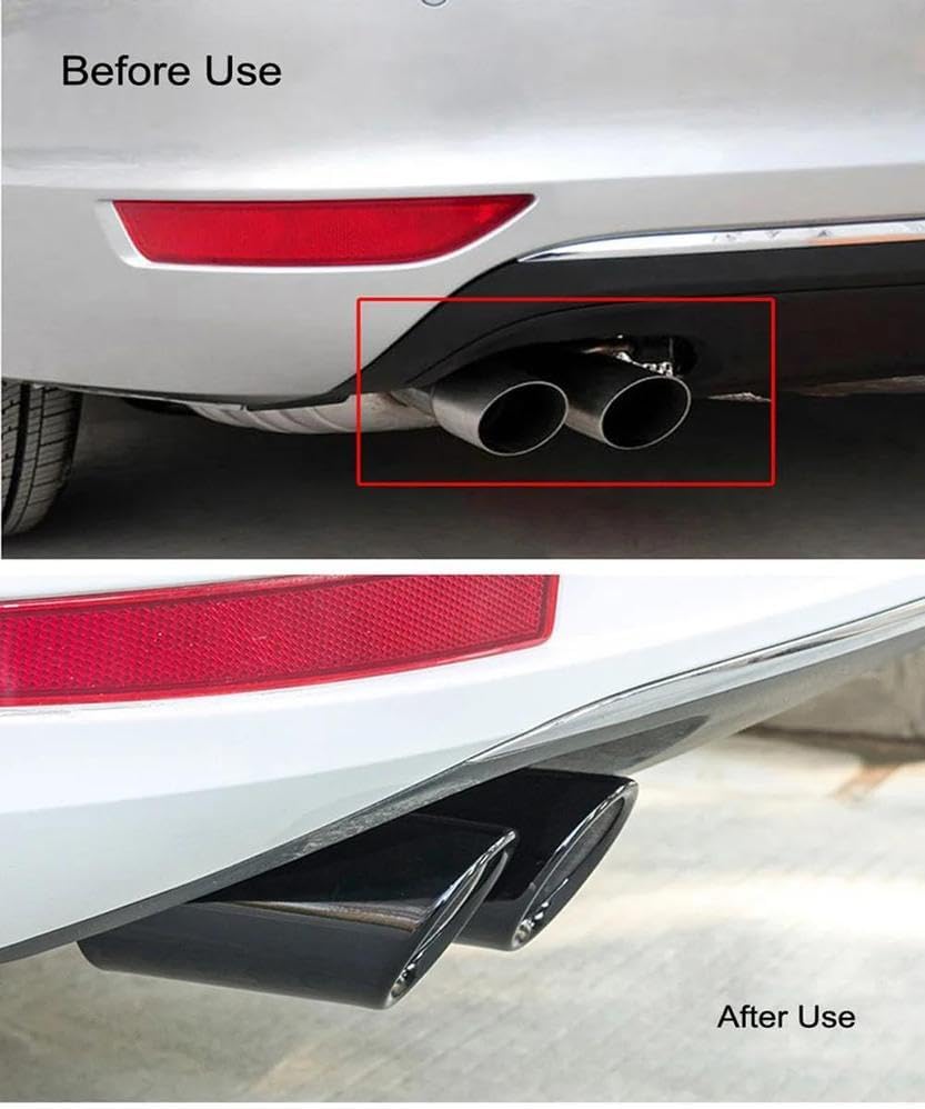 76mm Stainless Steel Car Exhaust Muffler Tip Pipes Covers For Passat 1.8T 2.0T 2011-2015 Exhaust Systems Accessories Rear End Components(2Pcs-Black)