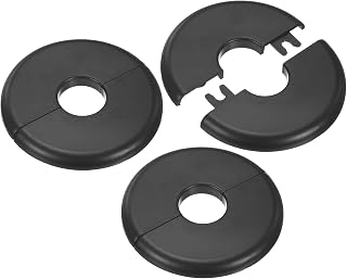 M METERXITY 3-Pack Wall Split Flange, ABS Round Self-Adhesive Escutcheon Plate Cover Buckle for 20mm/0.79 in Dia Pipe Accessories/Floor/Ceiling, Plumbing Cover Plates [Black,6.5mm/0.26in H] | For 20mm/0.79 in Dia Pipe, Self-Adhesive, Escutcheon Plate Cover Buckle for Floor, Ceiling, Plumbing Cover Plates