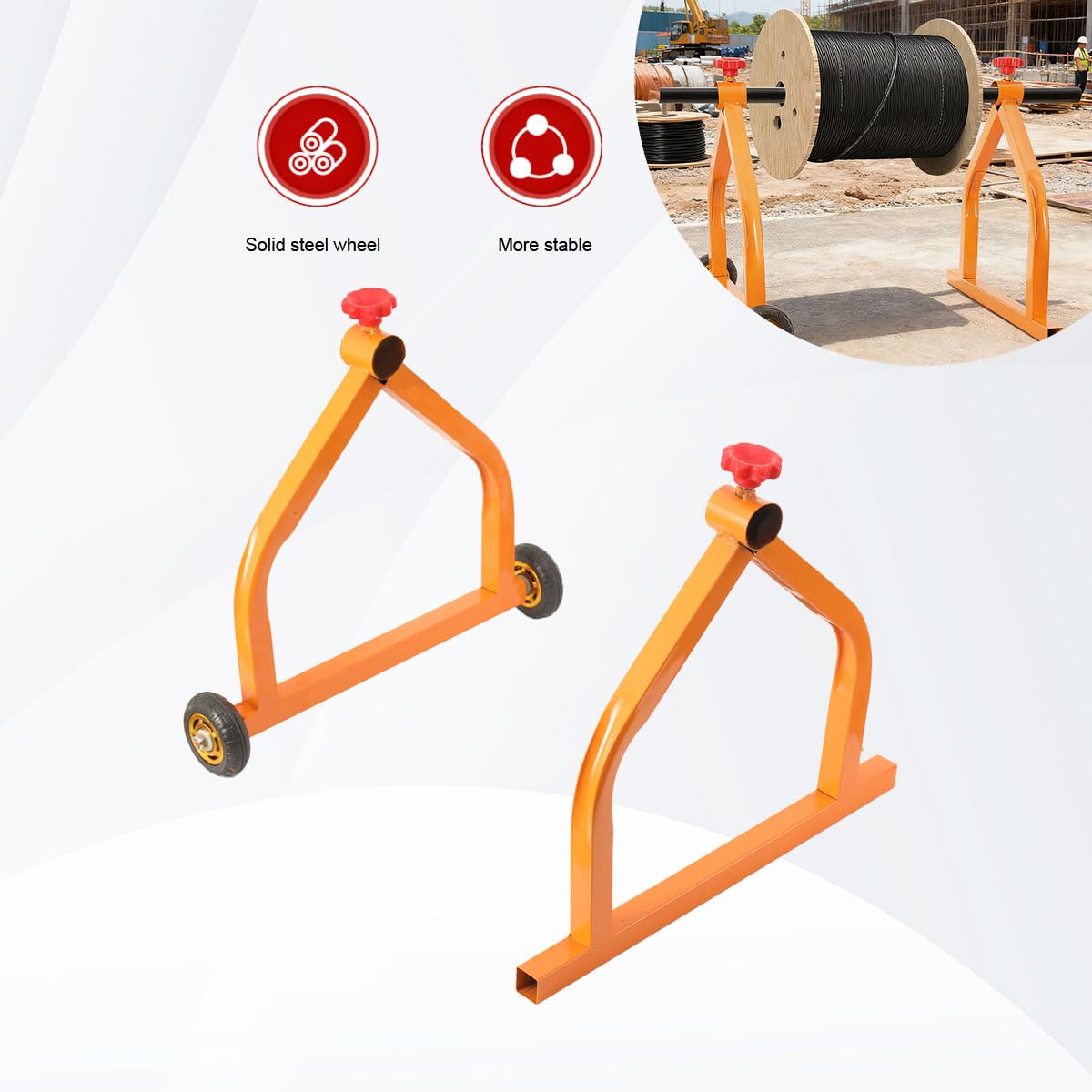 Soporte para bobinas de alambre, soporte para rollos de alambre, dispensador de alambre portátil, dispensador de cables máx. 28 pulgadas, rollo de alambre de metal, soporte para cables con ruedas, máx