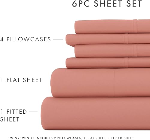 Miniatura 3 de Merit Linens Sábanas de cama tamaño Queen transpirables de estilo hotel, juego de sábanas de arcilla ultra suave de 4 piezas con bolsillo profundo,