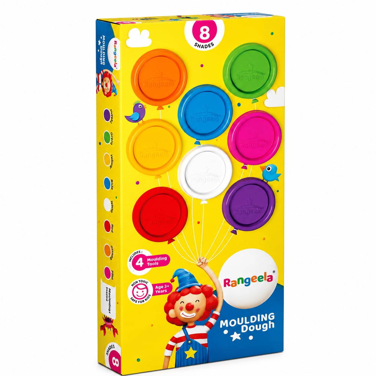 HUNNY-BUNCH® Rangeela Moulding Dough Set for Kids | 8 Bright Colours, 4 Moulding Tools, Non-Toxic Soft Clay for Creative Learning & Fun Play (Pack of 1)-image-10