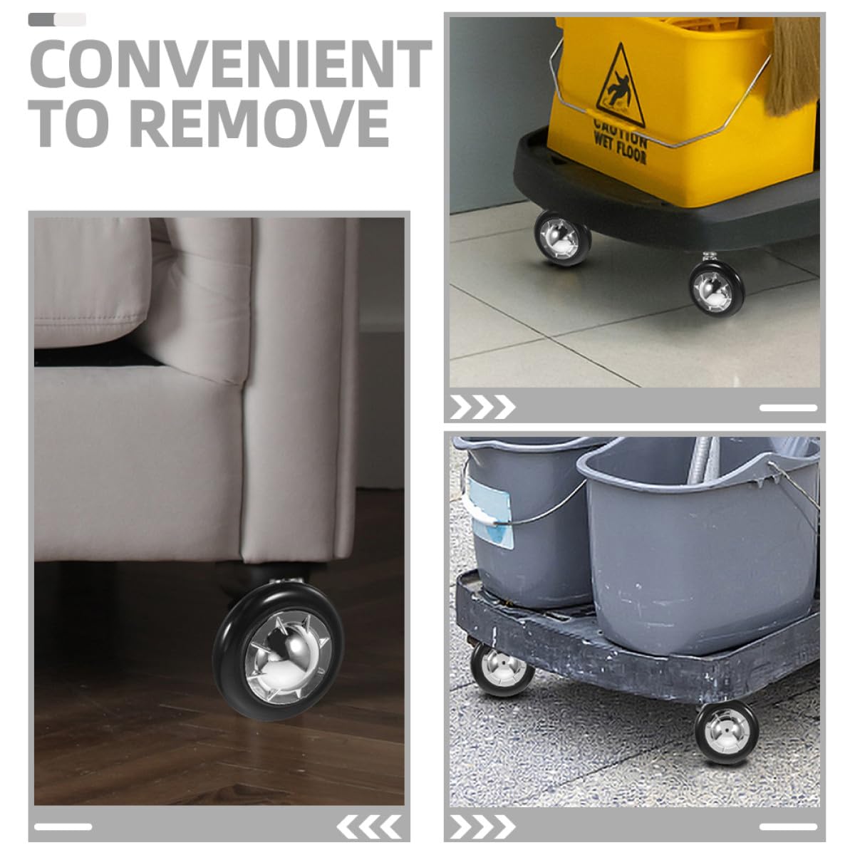 Lurrose Ruote per Sedie Ufficio Facili da Installare e Silenziose 6 in Pvc e Lega di Alluminio per Pavimenti Duri e Sedie da Scrivania
