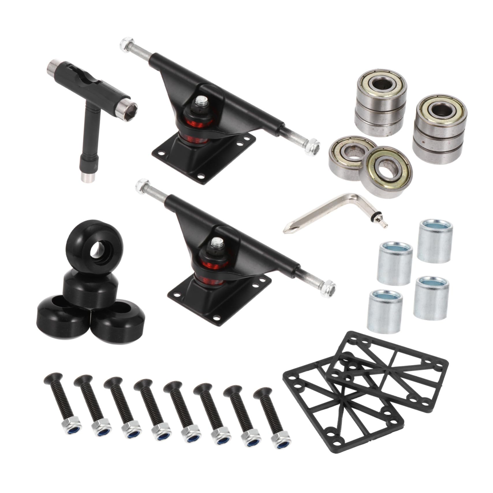 GALPADA Kit Complet de Pont de Skateboard Double Inclinaison 1 Set Noir