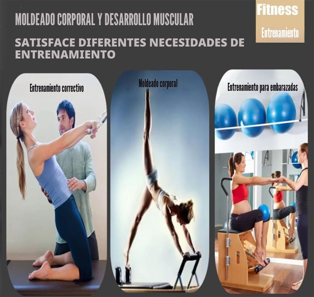 Máquina de Pilates Reformer para el hogar/Equipo de Entrenamiento de Yoga, Corrector de Postura de Yoga, Entrenador de Abdominales, Usar en casa y Entrenar en el Gimnasio