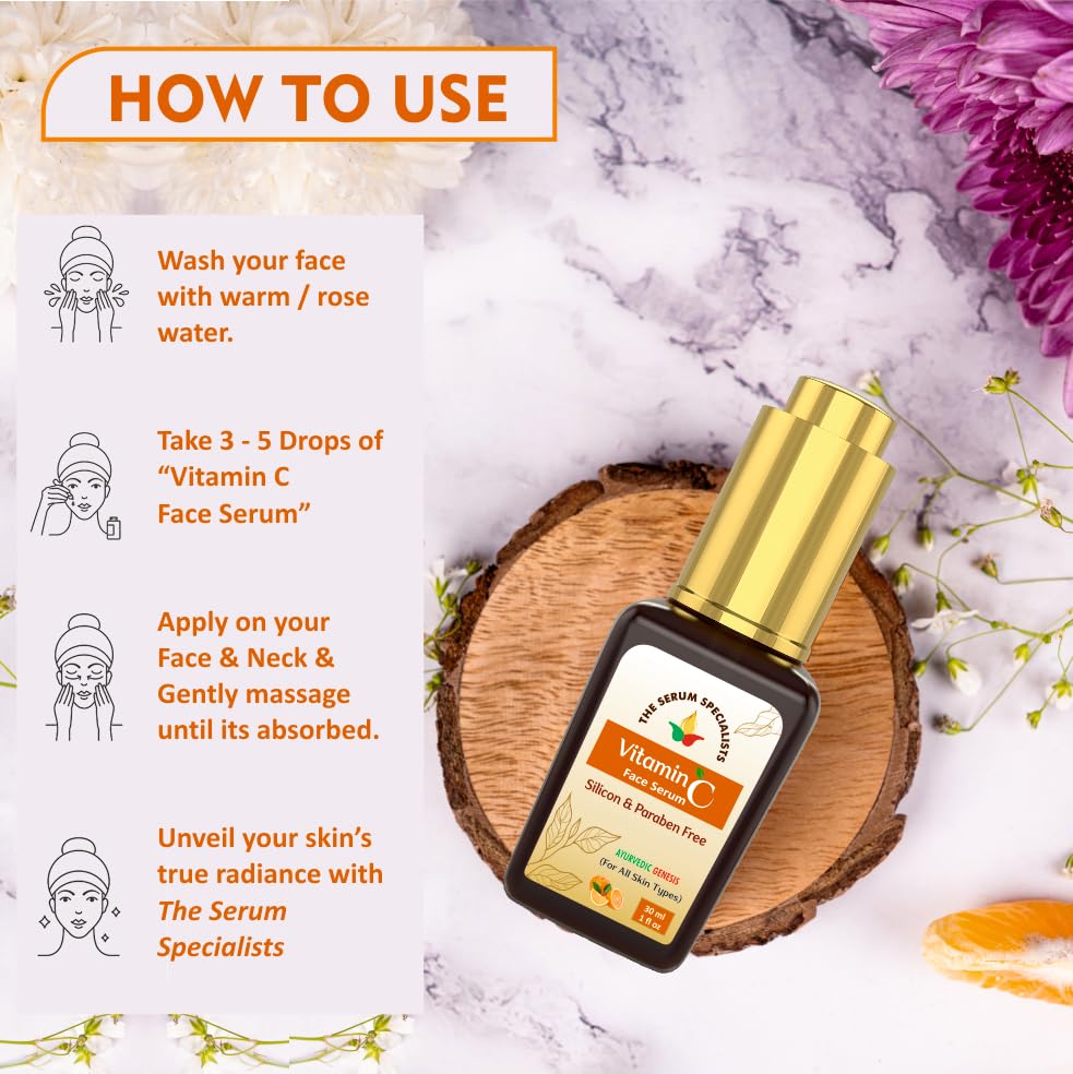 Image of Vitamin C Face Serum For Glowing Skin | Helps In Dark Spots Reduction & Provides Moisturization | Glowing & Brightening Skin | 100% Vegan All Skin Types - 30ml