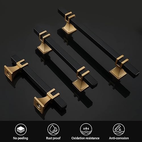 Miniatura 2 de Paquete de 10 manijas negras de gabinete de 3 pulgadas color negro mate, manijas negras para gabinetes de cocina de 2.992 in, tiradores negros de