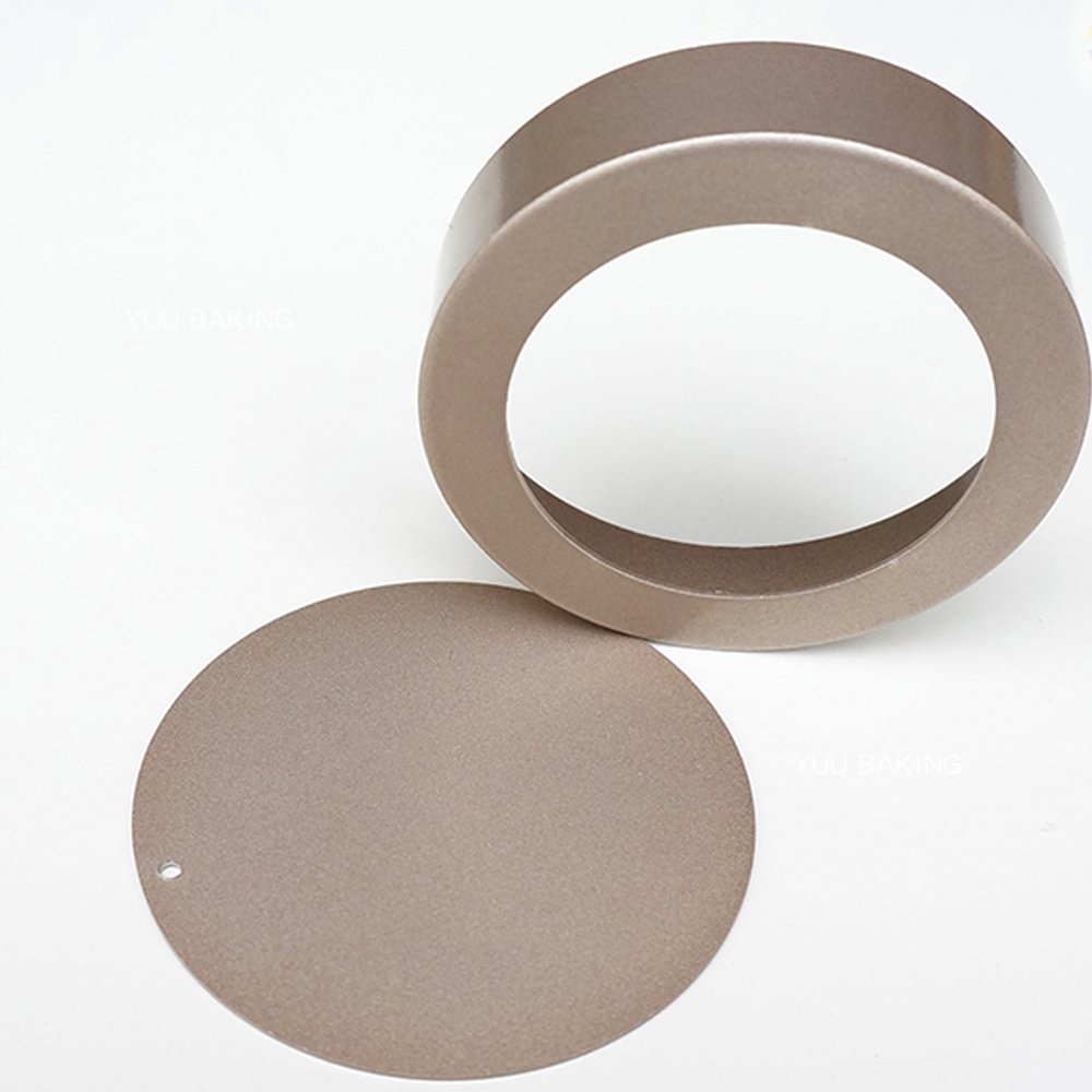 Roségold Aluminium Törtchen-Form-Set von 4 mit einer Holzpresse, Runde Backform 4er Set und Gebäckform und Torte, Tart & Quiche Pfannen