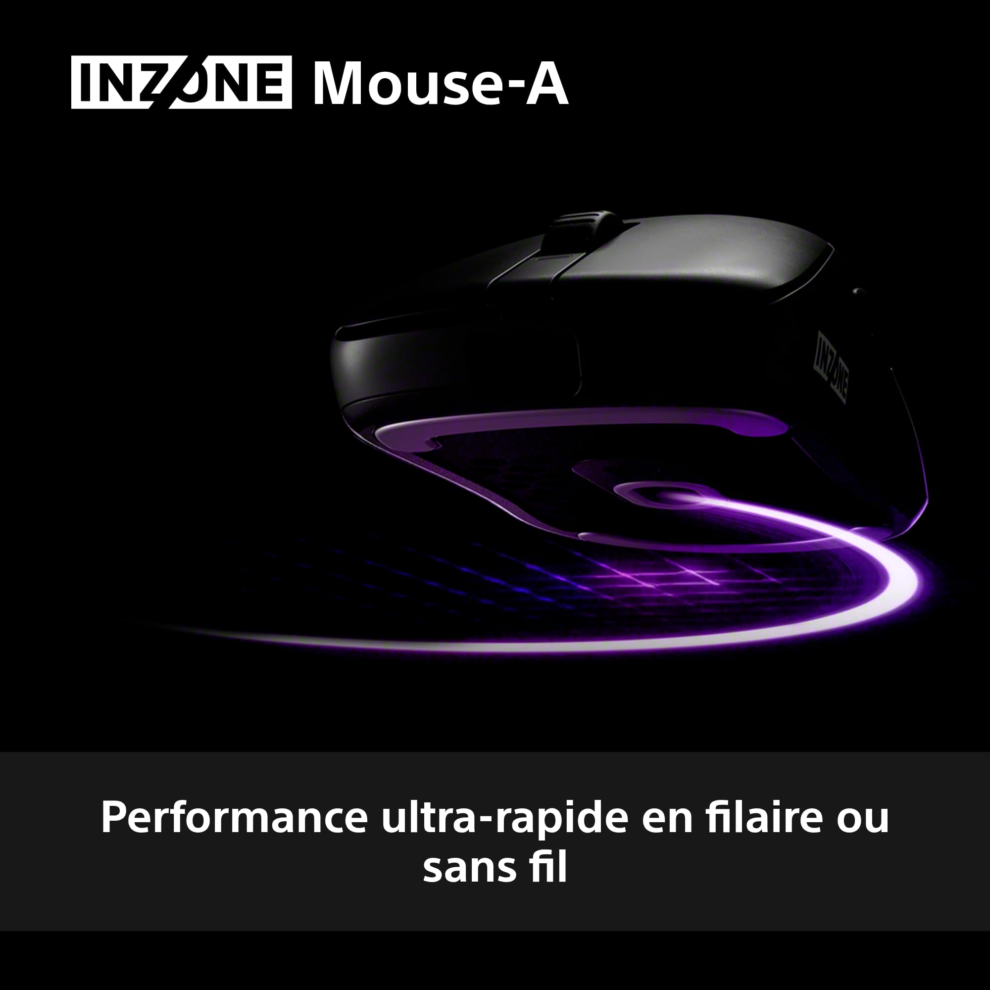 Sony INZONE Mouse-A Souris Gaming sans-Fil - Ultra-Légère 48.4g, 8000Hz taux d'interrogation, 30K DPI PixArt Sensor, 90h Autonomie, USB-C, Développé avec Fnatic - PC FPS Esports - Noir