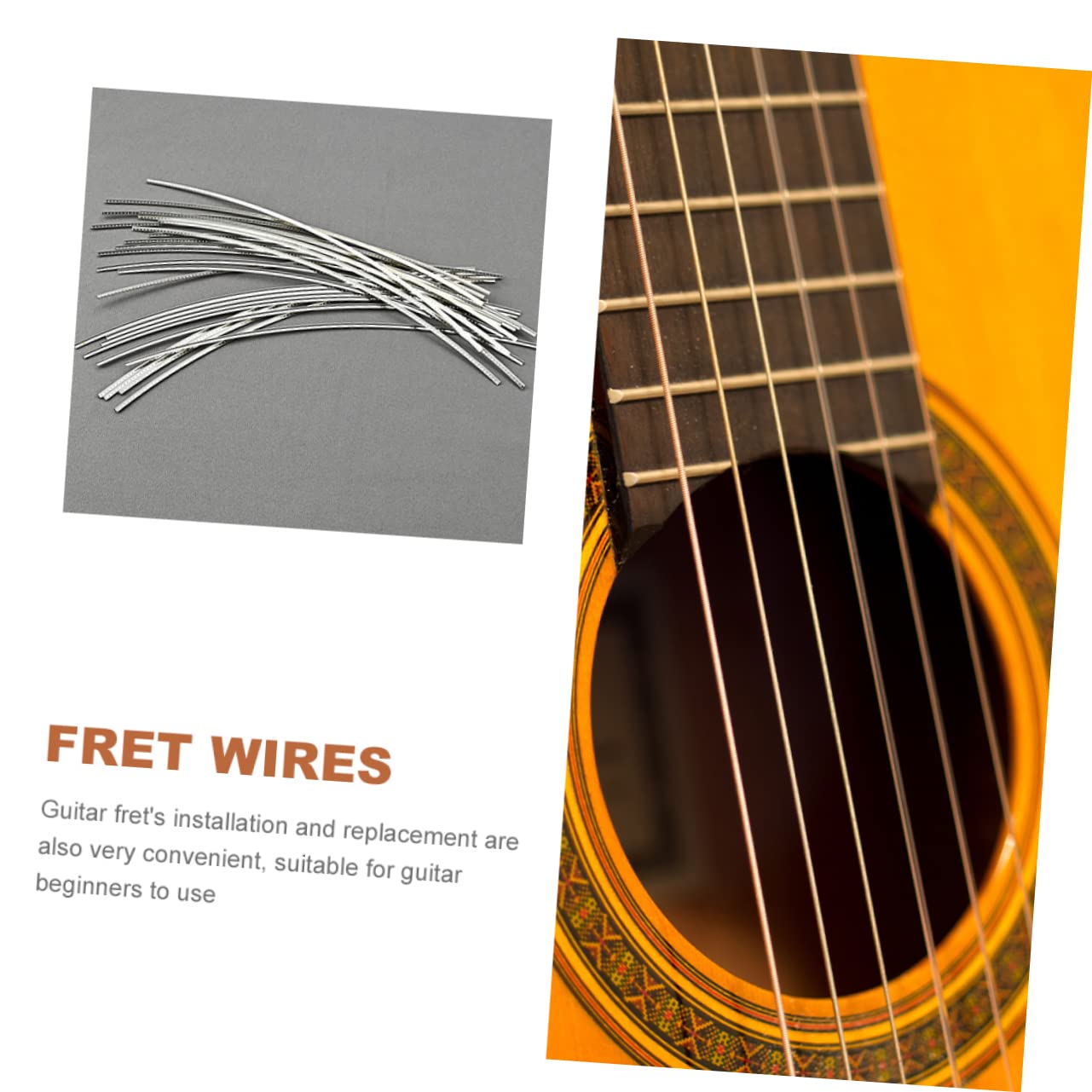 Kisangel 25 Trastes de Guitarra de 2,4 Mm, Trastes Metálicos Resistentes para Guitarras Acústicas y Principiantes